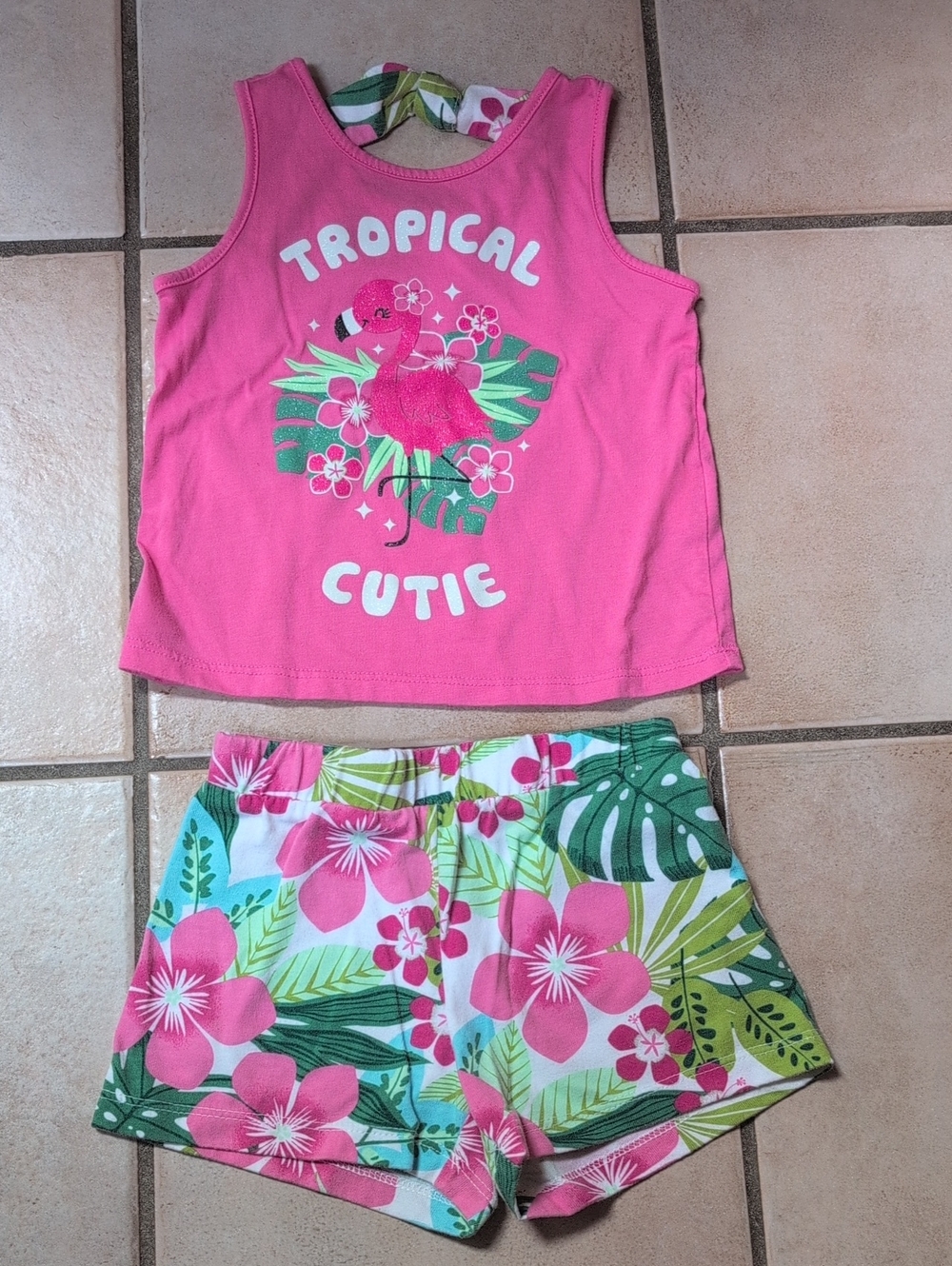 The Children's Place Pink Tropical Cutie Tank & Floral Shorts Set